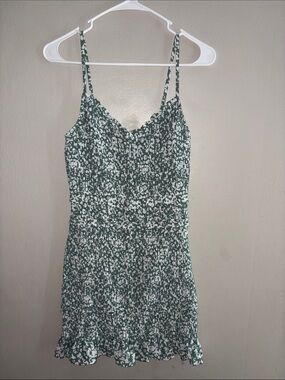 Abercrombie & Fitch Sage Green and White Floral Smocked Dress